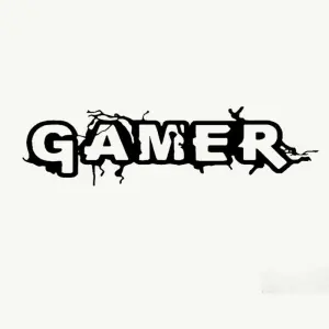 Gamer wallsticker. Sej gaming wallsticker med 'Gamer' banket ind i væggen. 20x58cm. Gamer wallsticker. Gaming wallsticker med 'en ødelagt væg'