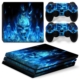 PS4 Pro skin til konsol og to controllere. Skull of blue fire. Mobil, PC og tablet tilbehør