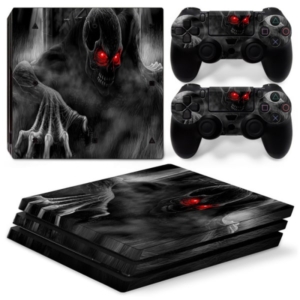 PS4 Pro skin til konsol og to controllere. Dark skull. Mobil, PC og tablet tilbehør