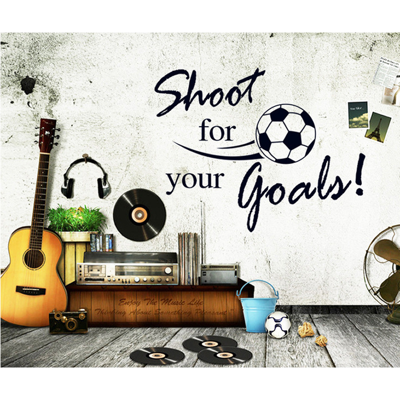 Fodbold wallsticker. Flyvende Fodbold - Shoot For Your Goals. 60x80cm. Fodbold wallsticker. Flyvende Fodbold - Shoot For Your Goals. 60x80cm. - Billede 3