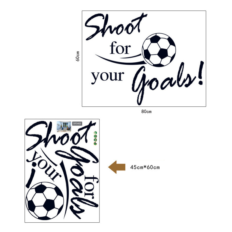 Fodbold wallsticker. Flyvende Fodbold - Shoot For Your Goals. 60x80cm. Fodbold wallsticker. Flyvende Fodbold - Shoot For Your Goals. 60x80cm. - Billede 5