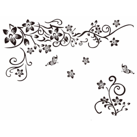 Flot wallsticker med sommerfugle og blomster. 80x130cm. Flot wallsticker med sommerfugle og blomster til din væg.