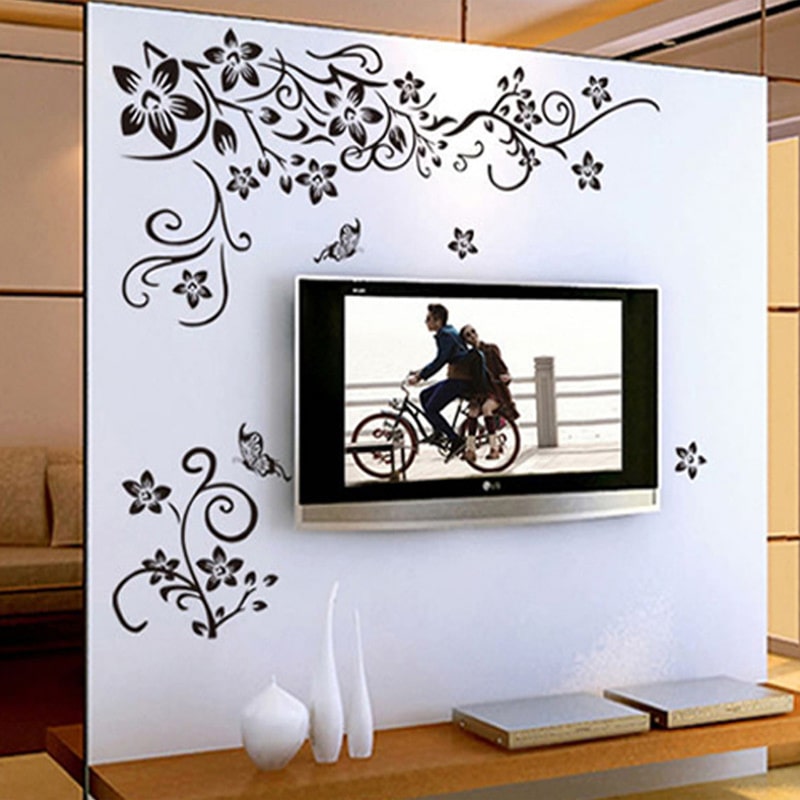 Flot wallsticker med sommerfugle og blomster. 80x130cm. Flot wallsticker med sommerfugle og blomster. 80x130cm. - Billede 3