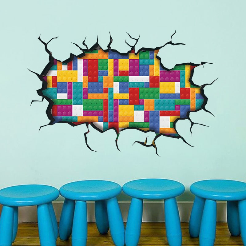 Hul i væggen wallsticker. Wallsticker med Legoklodser Hul i væggen wallsticker. Wallsticker med Legoklodser - Billede 2