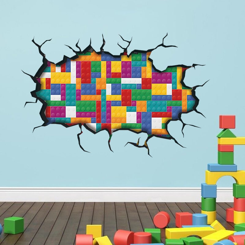 Hul i væggen wallsticker. Wallsticker med Legoklodser Hul i væggen wallsticker. Wallsticker med Legoklodser - Billede 4
