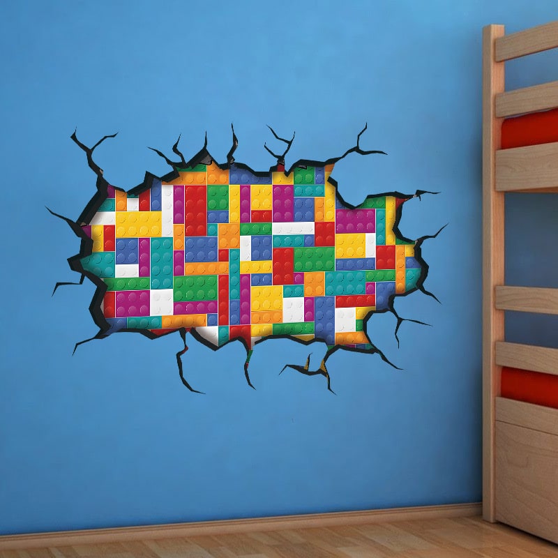 Hul i væggen wallsticker. Wallsticker med Legoklodser Hul i væggen wallsticker. Wallsticker med Legoklodser - Billede 3