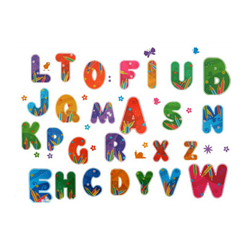 Flot wallsticker med et farverigt alfabet fra A til Z. Mobil, PC og tablet tilbehør