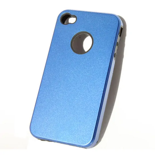 iPhone 4 alu cover m silikone indmad. Blå. Mobil, PC og tablet tilbehør