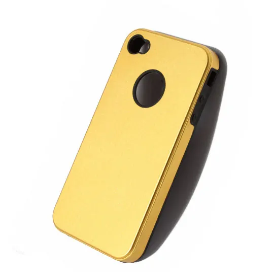 iPhone 4 alu cover m silikone indmad. Gold. Mobil, PC og tablet tilbehør