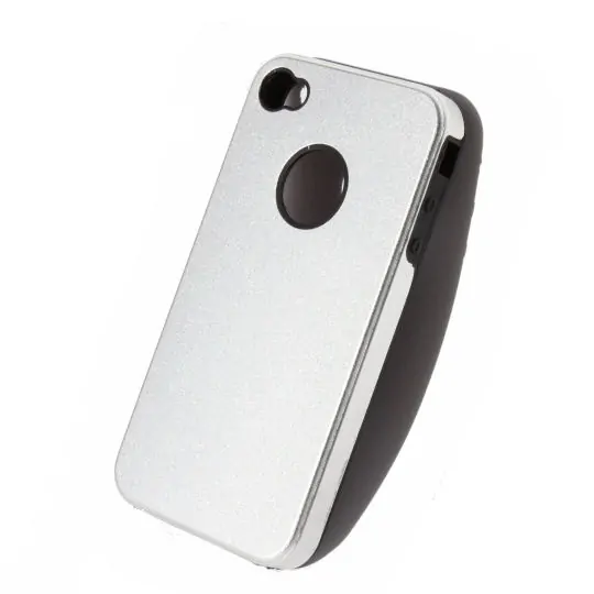 iPhone 4 alu cover m silikone indmad. Silver. Mobil, PC og tablet tilbehør