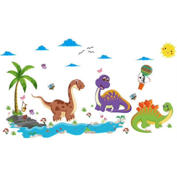 Sød dinosaurus wallsticker med nuttede baby dinoer. 90x60cm. Sød dinosaurus wallsticker med nuttede baby dinoer. 90x60cm.