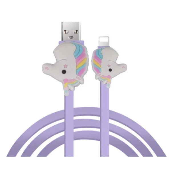 Sjove & flotte Cartoon lightning opladekabler. Enhjørning. Sjove & flotte Cartoon lightning opladekabler. Enhjørning. - Billede 2