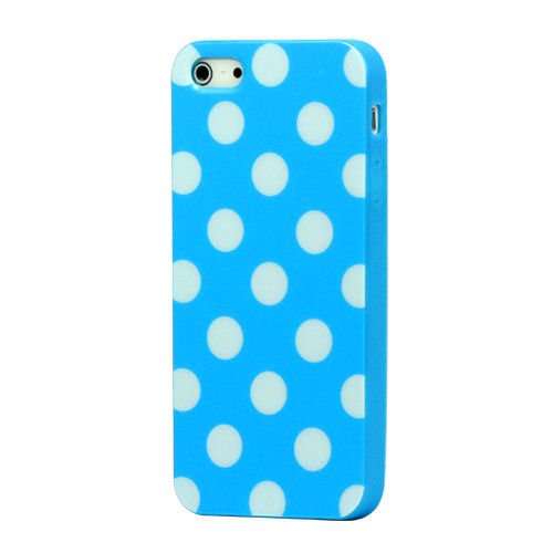 Dots gummi cover til iPhone 5/5S/SE. Blå/hvid. Dots gummi cover til iPhone 5/5S/SE. Blå/hvid. - Billede 3