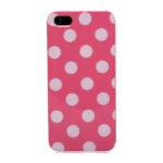 Dots gummi cover til iPhone 5/5S/SE. Pink/hvid. Mobil, PC og tablet tilbehør