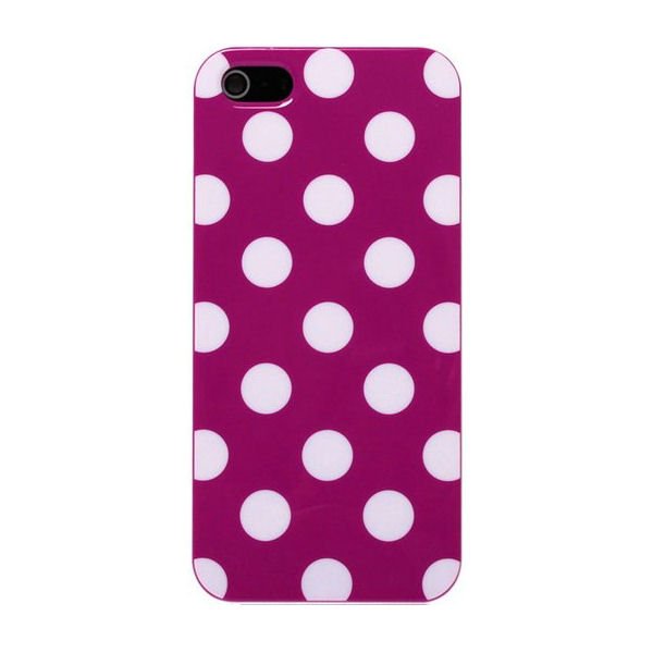 Dots gummi cover til iPhone 5/5S/SE. Lilla/hvid. Mobil, PC og tablet tilbehør