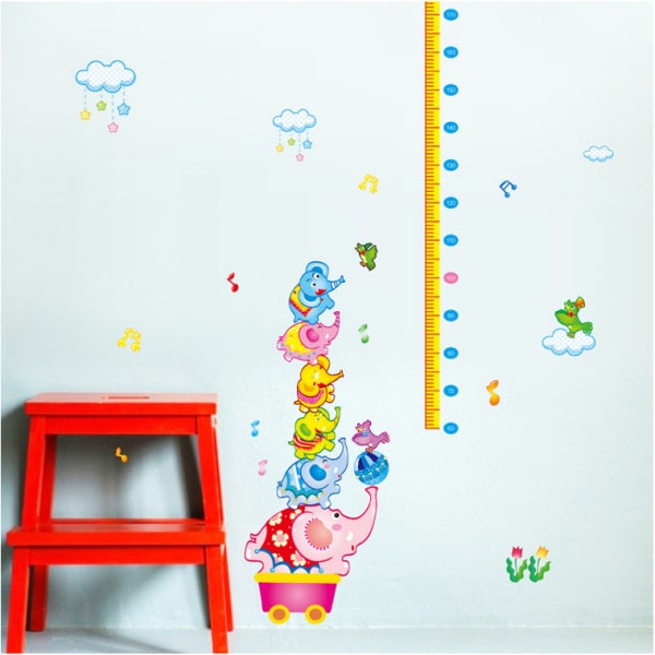 Målebånds wallsticker. Balancerende elefanter. Fra 60-180cm. Målebånds wallsticker. Balancerende elefanter. Fra 60-180cm. - Billede 3