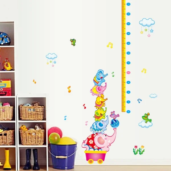 Målebånds wallsticker. Balancerende elefanter. Fra 60-180cm. Målebånds wallsticker. Balancerende elefanter. Fra 60-180cm. - Billede 4