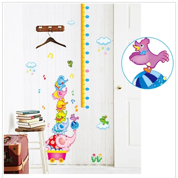 Målebånds wallsticker. Balancerende elefanter. Fra 60-180cm. Målebånds wallsticker. Balancerende elefanter. Fra 60-180cm. - Billede 5