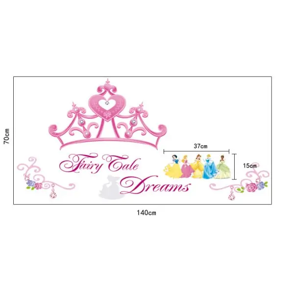 Fairy Tale Dreams. Flot wallsticker med prinsesser, smykker mm. Fairy Tale Dreams. Flot wallsticker med prinsesser, smykker mm. - Billede 4