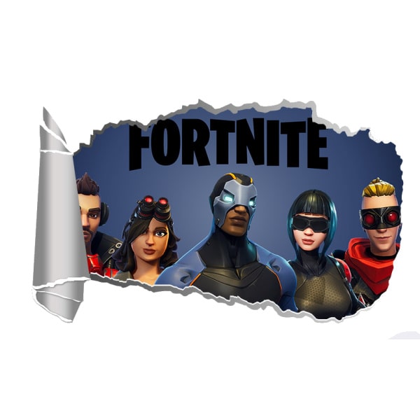Fortnite wallsticker. Revet hul i væggen. 57x34cm Fortnite wallsticker. Revet hul i væggen. 57x34cm