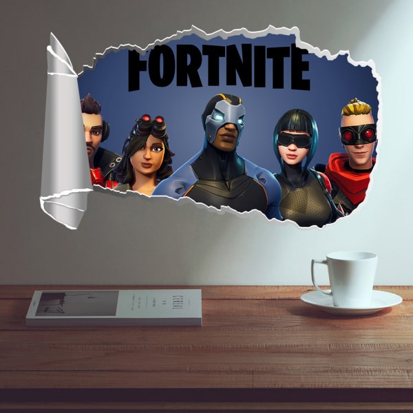 Fortnite wallsticker. Revet hul i væggen. 57x34cm Fortnite wallsticker. Revet hul i væggen. 57x34cm - Billede 3
