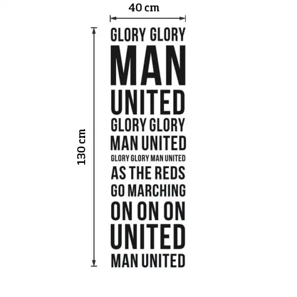 Manchester United wallsticker. Glory Glory Man United. 130x40cm Manchester United wallsticker. Glory Glory Man United. 130x40cm - Billede 6