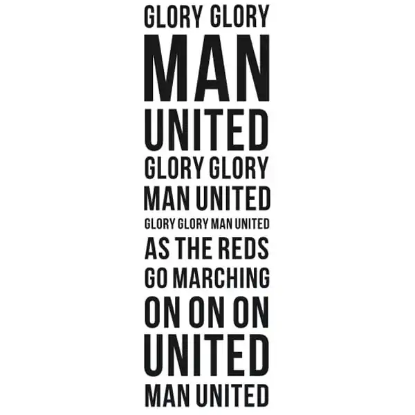 Manchester United wallsticker. Glory Glory Man United. 130x40cm Manchester United wallsticker