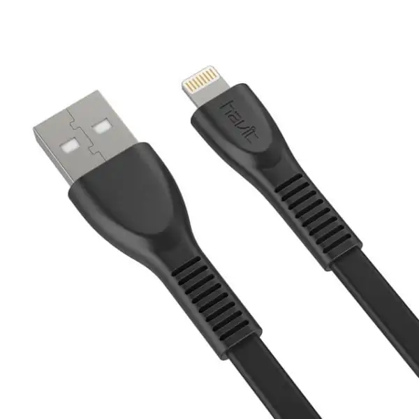 Havit Lightning Fladt opladekabel til iPhone & iPad. 1.8 m. Sort Havit Lightning Fladt opladekabel. HV-H610. 1.8 meter.