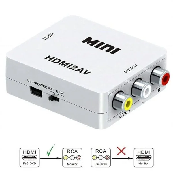 HDMI til AV/RCA Konverter. Full HD 1080p. Hvid HDMI til AV/RCA Konverter. Full HD 1080p. Hvid - Billede 5