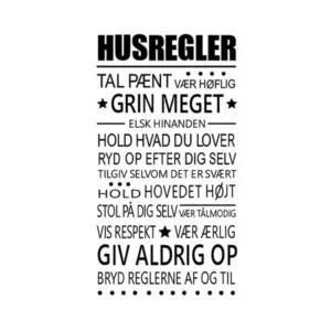 Husregler wallsticker. Få husreglerne på væggen. 50x93cm Mobil, PC og tablet tilbehør