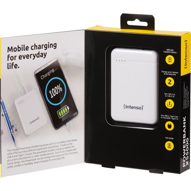Ultra lille powerbank i lommestørrelse. Intenso XS5000 Powerbank. 5000 mAh. Hvid. Ultra lille powerbank i lommestørrelse. Intenso XS5000 Powerbank. 5000 mAh. Hvid. - Billede 7