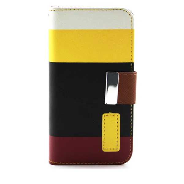 Læder cover m kreditkortholder til iPhone 4/4S.Gul/Sort/Brun. Læder cover m kreditkortholder til iPhone 4/4S.Gul/Sort/Brun. - Billede 2