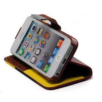 Læder cover m kreditkortholder til iPhone 4/4S.Gul/Sort/Brun. Læder cover m kreditkortholder til iPhone 4/4S.Gul/Sort/Brun. - Billede 4