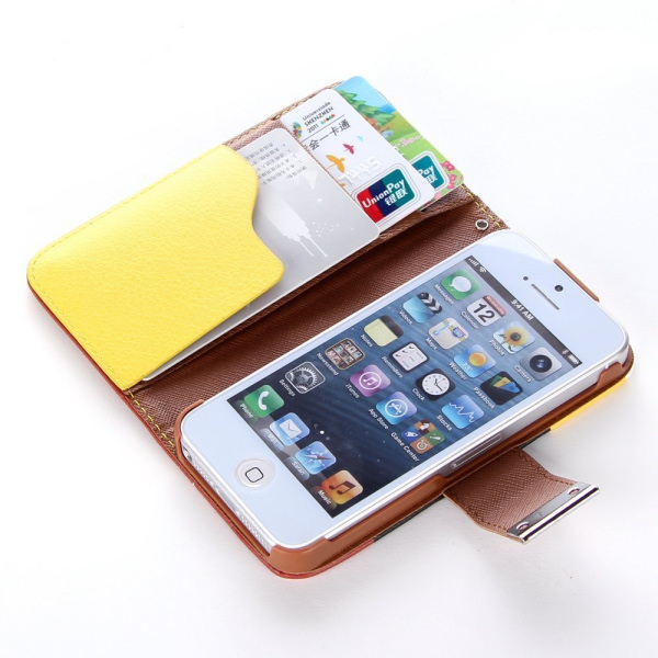 Læder cover m kreditkortholder til iPhone 4/4S.Gul/Sort/Brun. Læder cover m kreditkortholder til iPhone 4/4S.Gul/Sort/Brun. - Billede 6