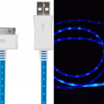 LED lys USB Data-/ladekabel til iPhone, iPad mm. 1 meter. Blå. Mobil, PC og tablet tilbehør