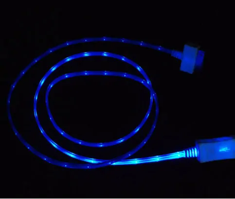 LED lys USB Data-/ladekabel til iPhone, iPad mm. 1 meter. Blå. LED lys USB Data-/ladekabel til iPhone, iPad mm. 1 meter. Blå. - Billede 2