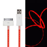 LED lys USB Data-/ladekabel til iPhone, iPad mm. 1 meter. Rød. Mobil, PC og tablet tilbehør