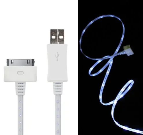 LED lys USB Data-/ladekabel til iPhone, iPad mm. 1 meter. Hvid. LED lys USB Data-/ladekabel til iPhone, iPad mm. 1 meter. Hvid.