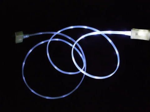 LED lys USB Data-/ladekabel til iPhone, iPad mm. 1 meter. Hvid. LED lys USB Data-/ladekabel til iPhone, iPad mm. 1 meter. Hvid. - Billede 2