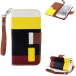 Læder cover m kreditkortholder til iPhone 5/5S.Gul/Sort/Brun. Mobil, PC og tablet tilbehør