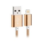 Flettet lightning kabel til iPhone & iPad. 25 cm. Gold. Mobil, PC og tablet tilbehør