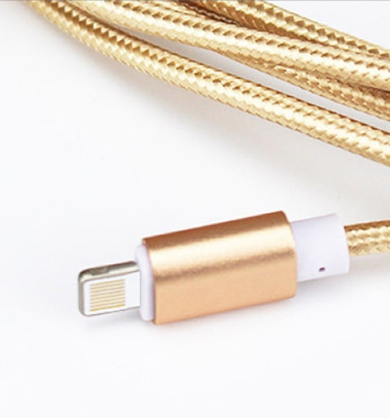 Flettet lightning kabel til iPhone & iPad. 25 cm. Gold. Flettet lightning kabel til iPhone & iPad. 25 cm. Gold. - Billede 2