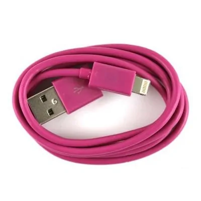 Lightning-USB Datakabel. 1 m. Hot pink. Mobil, PC og tablet tilbehør