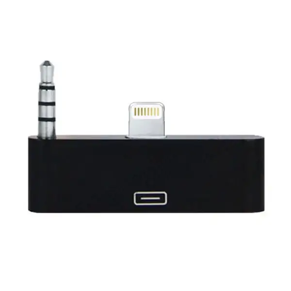 Lightning(8 pin)-30-pin adapter med lyd til iPhone 5/5S/SE. Sort Mobil, PC og tablet tilbehør