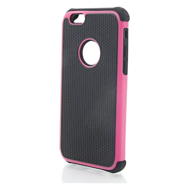 2 i 1 fodbold-mønstret cover til iPhone 6/6S. Hot pink. Mobil, PC og tablet tilbehør