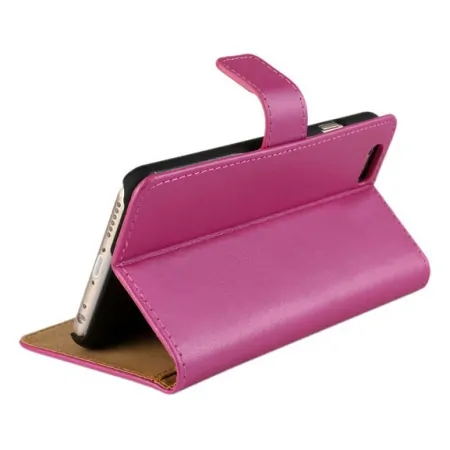 iPhone 6/6S læder cover & stander m kreditkortholder. Hot pink. Mobil, PC og tablet tilbehør