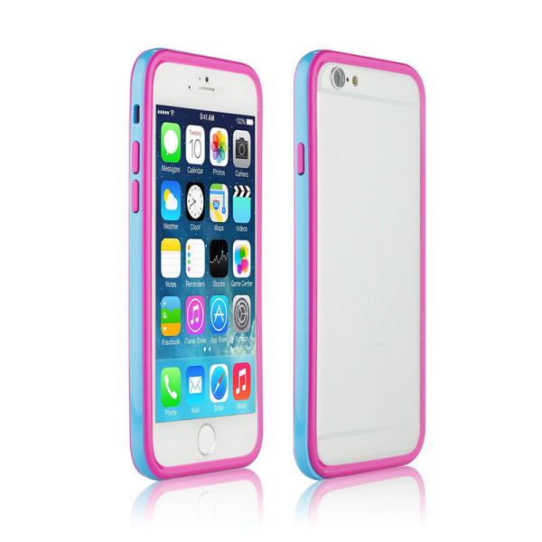iPhone 6/6S Dual bumper. Sky blue / pink. Mobil, PC og tablet tilbehør