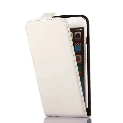 Læder top-flip cover til iPhone 6/6S. Hvid. Mobil, PC og tablet tilbehør