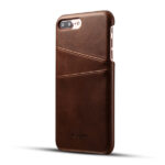 iPhone 7 / 8 læder bagcover med kreditkortholder. Brun. Mobil, PC og tablet tilbehør