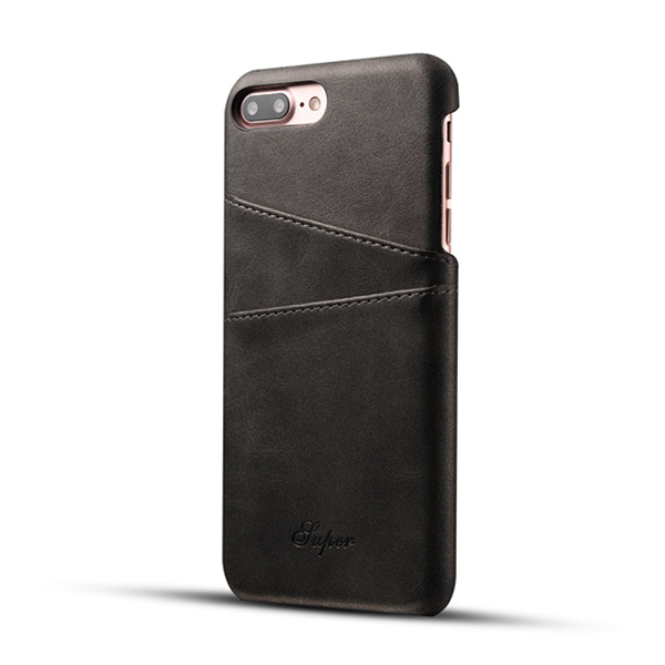 iPhone 7 / 8 læder bagcover med kreditkortholder. Sort. Mobil, PC og tablet tilbehør